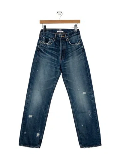 Pre-owned Moussy High-rise Straight Leg Jeans In Blue