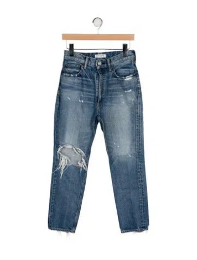 Pre-owned Moussy High-rise Straight Leg Jeans In Blue