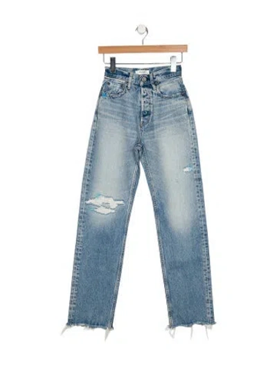 Pre-owned Moussy High-rise Straight Leg Jeans In Blue