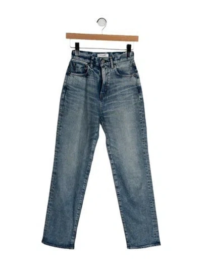 Pre-owned Moussy High-rise Straight Leg Jeans In Blue
