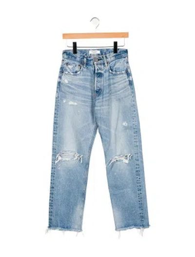 Pre-owned Moussy High-rise Straight Leg Jeans In Blue
