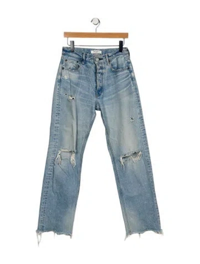 Pre-owned Moussy High-rise Straight Leg Jeans In Blue