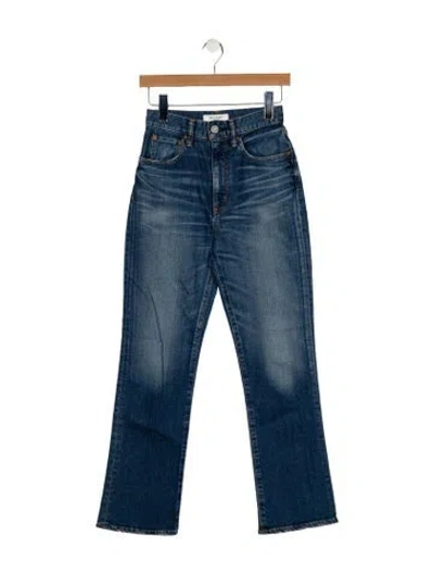 Pre-owned Moussy High-rise Straight Leg Jeans In Blue