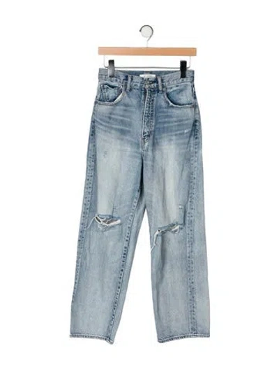 Pre-owned Moussy High-rise Straight Leg Jeans In Blue