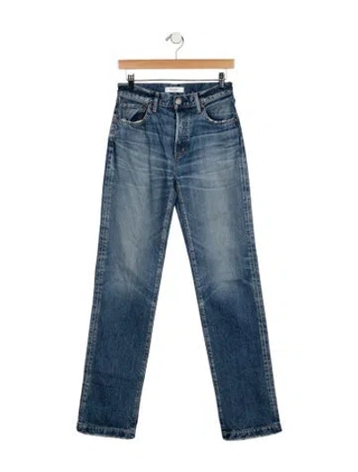 Pre-owned Moussy High-rise Straight Leg Jeans In Blue