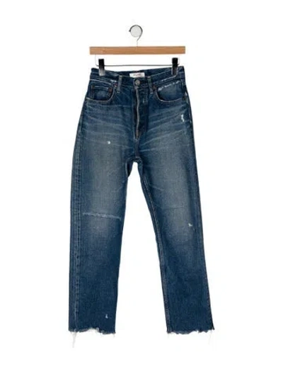 Pre-owned Moussy High-rise Straight Leg Jeans In Blue