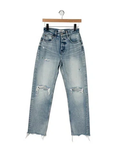 Pre-owned Moussy High-rise Straight Leg Jeans In Blue