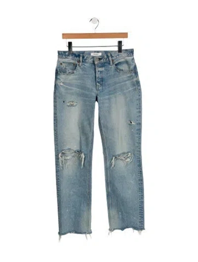 Pre-owned Moussy High-rise Straight Leg Jeans In Blue