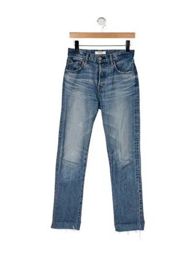 Pre-owned Moussy High-rise Straight Leg Jeans In Blue