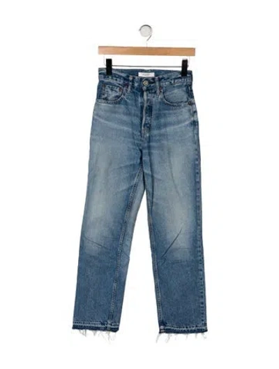 Pre-owned Moussy High-rise Straight Leg Jeans In Blue