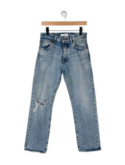 Pre-owned Moussy High-rise Straight Leg Jeans In Blue