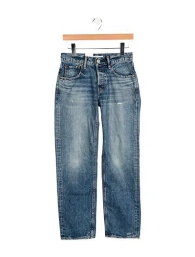 Pre-owned Moussy High-rise Straight Leg Jeans In Blue