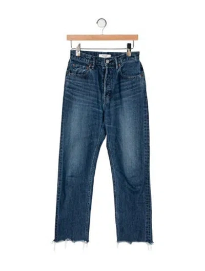 Pre-owned Moussy High-rise Straight Leg Jeans In Blue