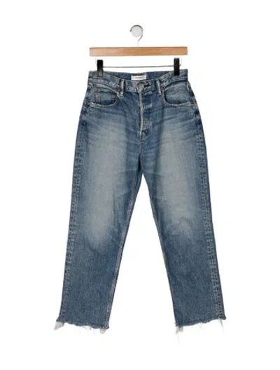 Pre-owned Moussy High-rise Straight Leg Jeans In Blue