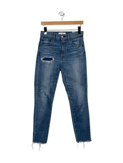 Pre-owned Moussy High-rise Straight Leg Jeans In Blue