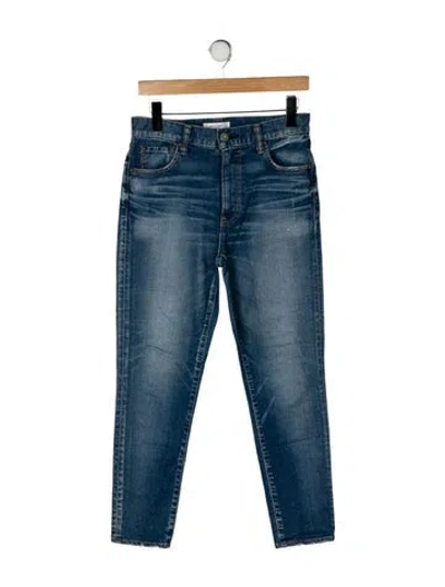 Pre-owned Moussy High-rise Straight Leg Jeans In Blue