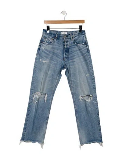 Pre-owned Moussy High-rise Straight Leg Jeans In Blue