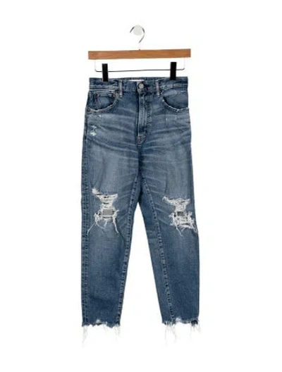 Pre-owned Moussy High-rise Straight Leg Jeans In Blue