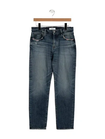 Pre-owned Moussy High-rise Straight Leg Jeans In Blue