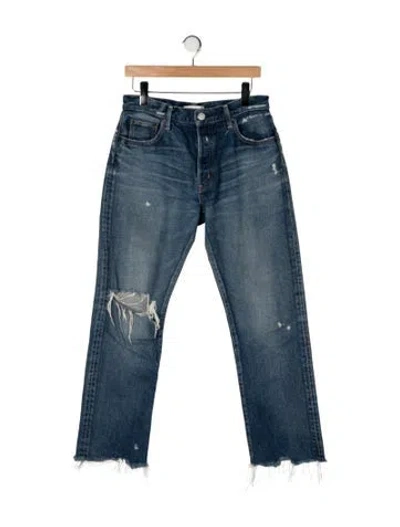 Pre-owned Moussy High-rise Straight Leg Jeans In Blue