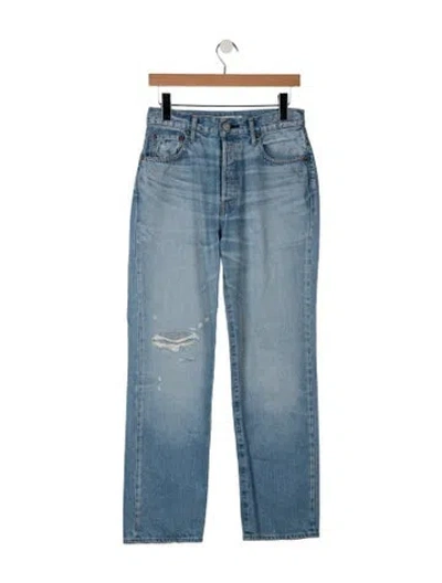 Pre-owned Moussy High-rise Straight Leg Jeans In Blue