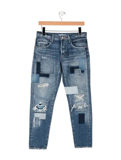 Pre-owned Moussy High-rise Straight Leg Jeans In Blue