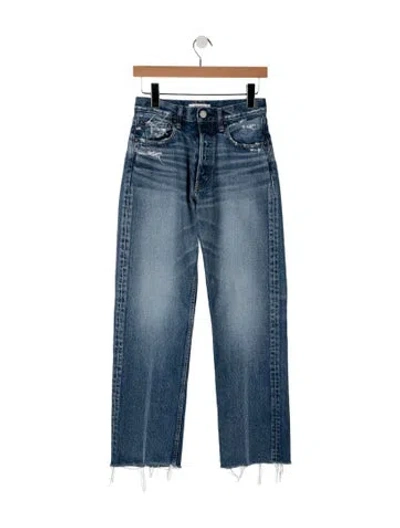 Pre-owned Moussy High-rise Straight Leg Jeans In Blue