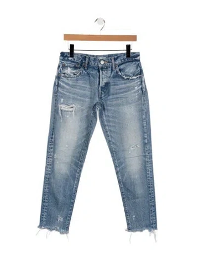Pre-owned Moussy High-rise Straight Leg Jeans In Blue