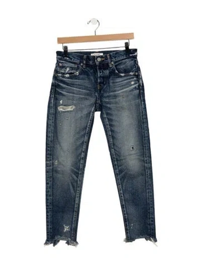 Pre-owned Moussy High-rise Straight Leg Jeans In Blue