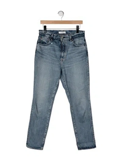Pre-owned Moussy High-rise Straight Leg Jeans In Blue