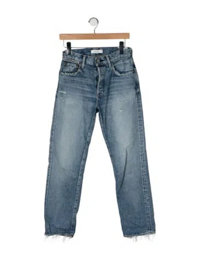 Pre-owned Moussy High-rise Straight Leg Jeans In Blue