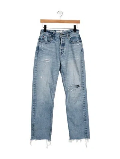 Pre-owned Moussy High-rise Straight Leg Jeans In Blue