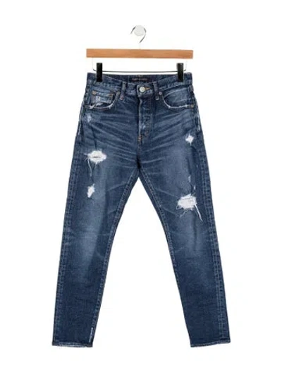 Pre-owned Moussy High-rise Straight Leg Jeans In Blue