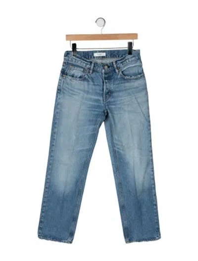 Pre-owned Moussy High-rise Straight Leg Jeans In Blue