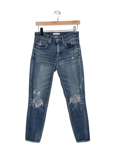 Pre-owned Moussy High-rise Straight Leg Jeans In Blue