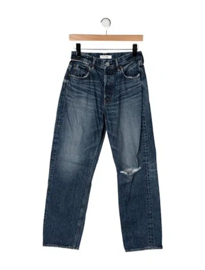 Pre-owned Moussy High-rise Straight Leg Jeans In Blue