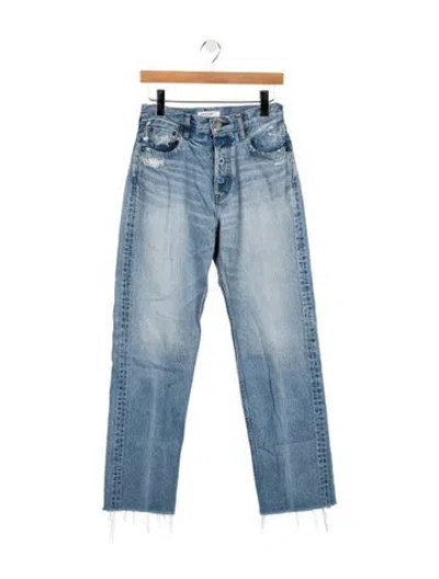 Pre-owned Moussy High-rise Straight Leg Jeans In Blue