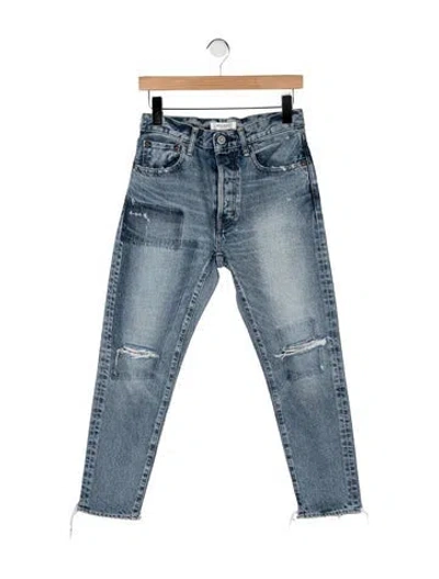 Pre-owned Moussy High-rise Straight Leg Jeans In Blue