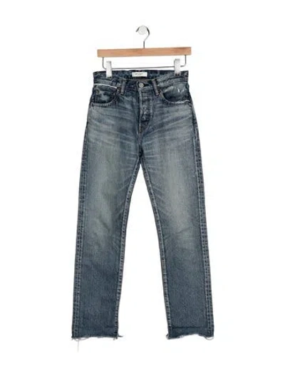 Pre-owned Moussy High-rise Straight Leg Jeans In Blue