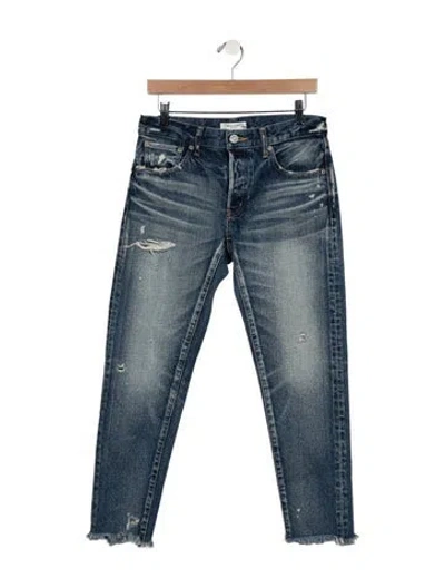 Pre-owned Moussy High-rise Straight Leg Jeans In Blue
