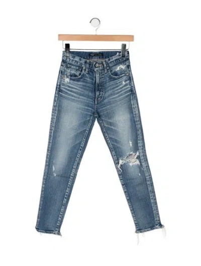 Pre-owned Moussy High-rise Straight Leg Jeans In Blue