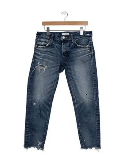 Pre-owned Moussy High-rise Straight Leg Jeans In Blue