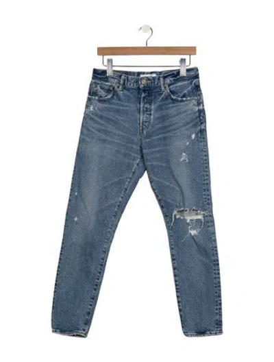 Pre-owned Moussy High-rise Straight Leg Jeans In Blue