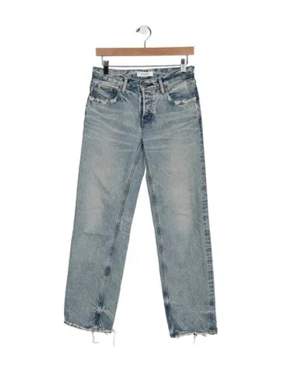 Pre-owned Moussy High-rise Straight Leg Jeans In Blue