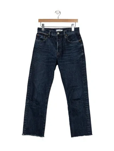 Pre-owned Moussy High-rise Straight Leg Jeans In Blue