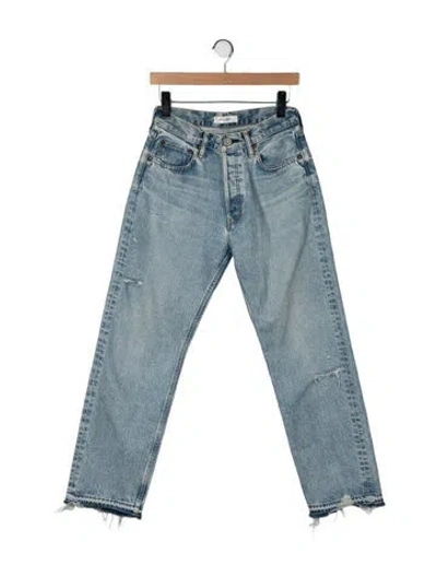 Pre-owned Moussy High-rise Straight Leg Jeans In Blue