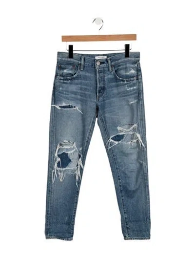 Pre-owned Moussy High-rise Straight Leg Jeans In Blue