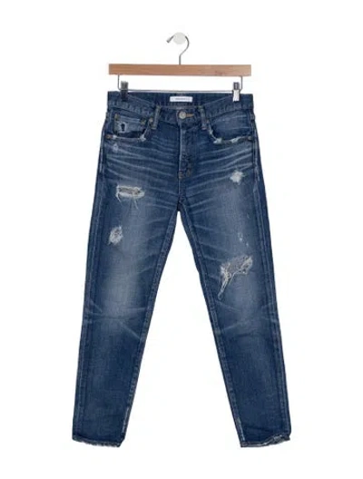 Pre-owned Moussy High-rise Straight Leg Jeans In Blue