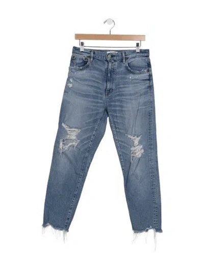 Pre-owned Moussy High-rise Straight Leg Jeans In Blue