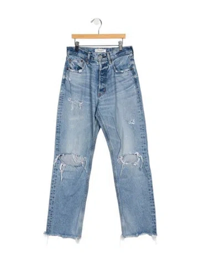 Pre-owned Moussy High-rise Straight Leg Jeans In Blue